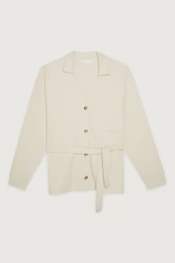 RIB-KNIT BUTTON UP TOP