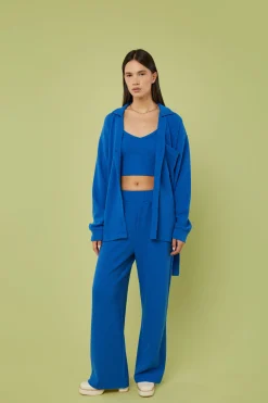 RIB-KNIT BUTTON UP TOP