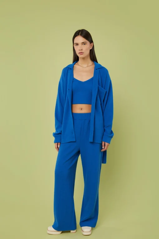 RIB-KNIT BUTTON UP TOP