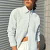 TEXTURED PINSTRIPE BUTTON UP SHIRT