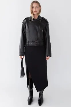 WRAP MAXI SUITING SKIRT